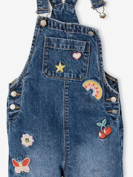 Wide-Leg Denim Dungarees for Girls black denim+denim grey+medium blue+stone 