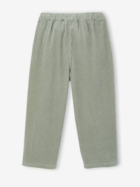 Loose-Fit Corduroy Trousers for Girls chocolate+grey green+old rose 