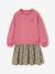 Dual Fabric Dress for Girls anthracite+ecru+mauve+sage green 