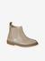 Leather zip-up ankle boots for kids brown+golden yellow 