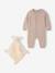 Knit playsuit and comforter set for newborn marl beige 