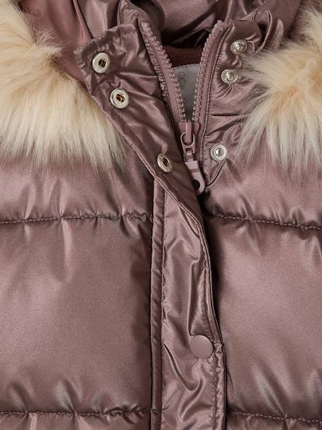 Padded Jacket with Hood & Polar Fleece Lining for Girls anthracite+gold+mauve+rosy 