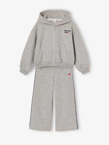 Zip-up sweatshirt tracksuit set for girls marl grey 