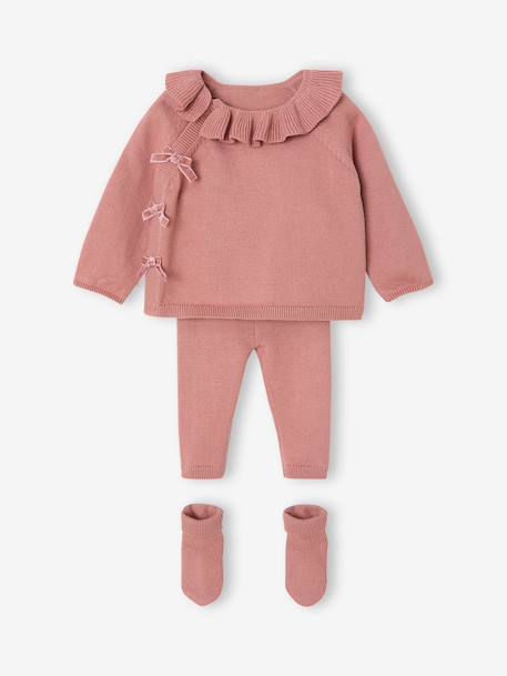 Knitted baby set for baby girls blush 