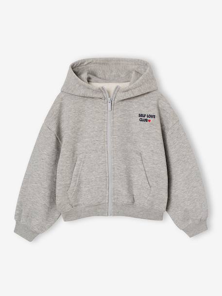 Zip-up sweatshirt tracksuit set for girls marl grey 