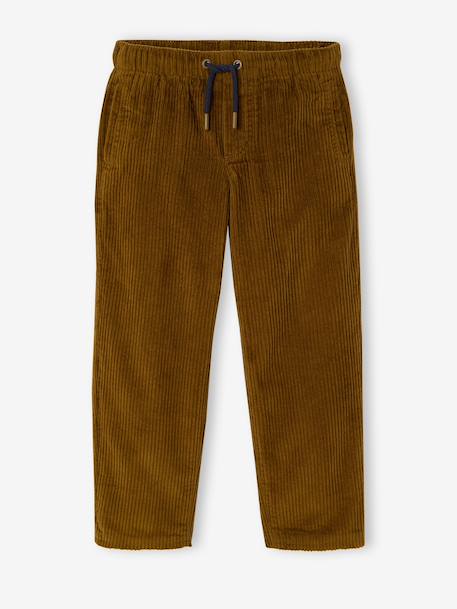 Wide-leg corduroy trousers for boys cappuccino+lichen 