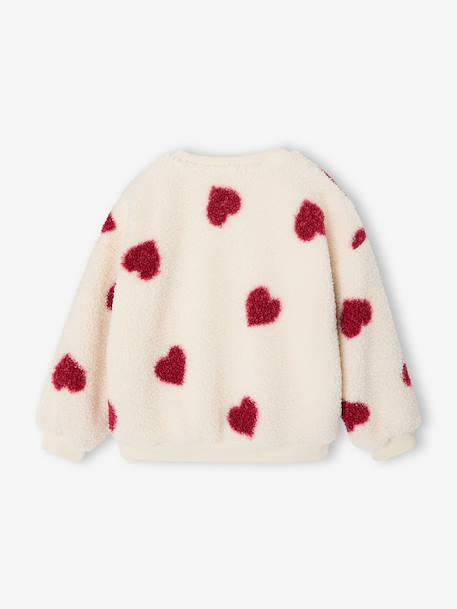 Sherpa sweatshirt with long sleeves for girls camel+ecru 