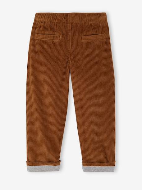 Wide-leg corduroy trousers for boys cappuccino+lichen 
