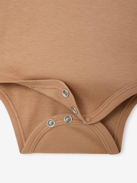 Pack of 2 long-sleeved newborn bodysuits cappuccino+pale pink+sage green 