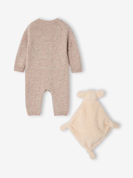 Knit playsuit and comforter set for newborn marl beige 