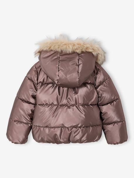 Padded Jacket with Hood & Polar Fleece Lining for Girls anthracite+gold+mauve+rosy 
