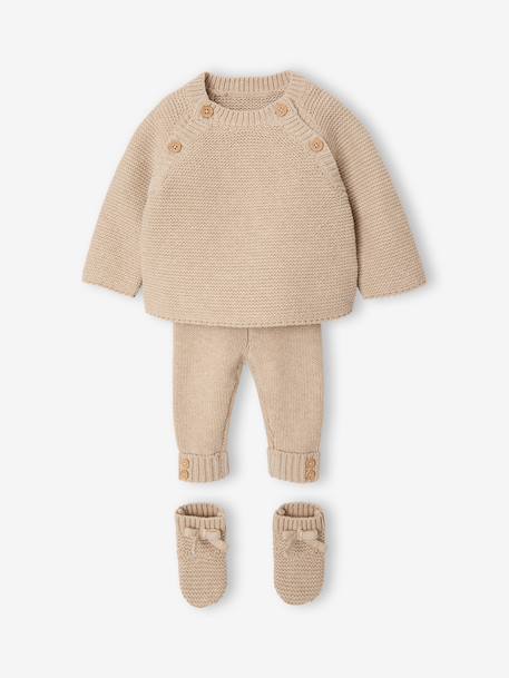 3-piece knitwear set for newborn marl beige 