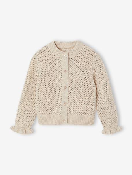 Cardigan with long sleeves for girls beige 