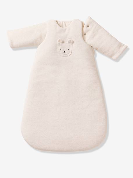 Velour baby sleep bag with removable sleeves marl beige 