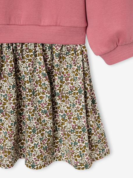 Dual Fabric Dress for Girls anthracite+ecru+mauve+sage green 