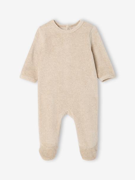 Pack of 3 baby sleepsuits with back opening marl beige+marl grey+sage green 