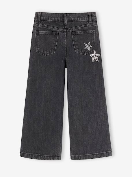 Wide-leg jeans for girls black denim 
