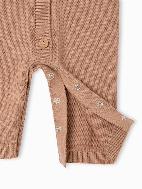 Long-sleeved hooded playsuit for baby boys beige 