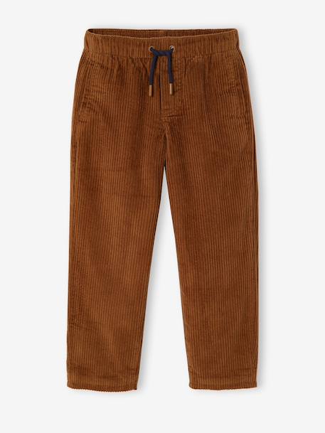 Wide-leg corduroy trousers for boys cappuccino+lichen 