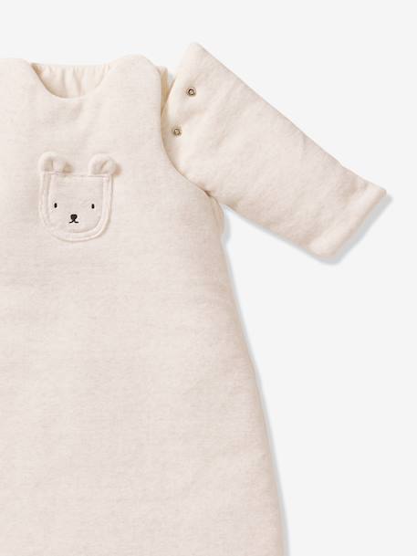 Velour baby sleep bag with removable sleeves marl beige 