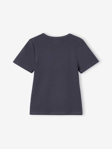 Cropped short-sleeved T-shirt for girls black+ink blue 