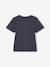 Cropped short-sleeved T-shirt for girls black+ink blue 
