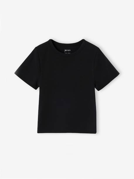 Pack of 2 cropped T-shirts for girls ink blue+old rose 