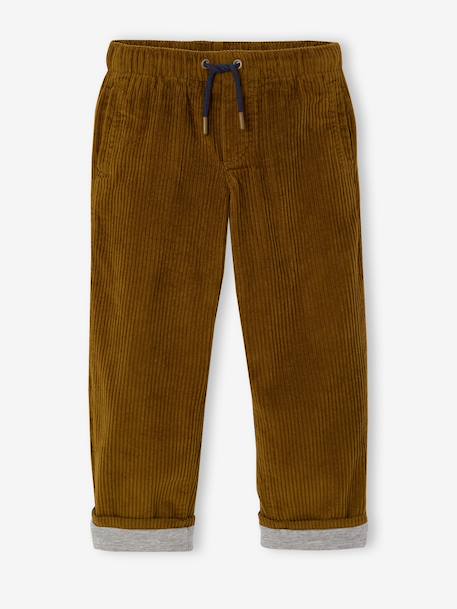 Wide-leg corduroy trousers for boys cappuccino+lichen 