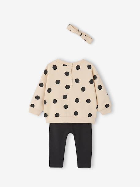 Sweatshirt + Leggings + Headband Ensemble for Baby Girls anthracite+navy blue+sand beige 