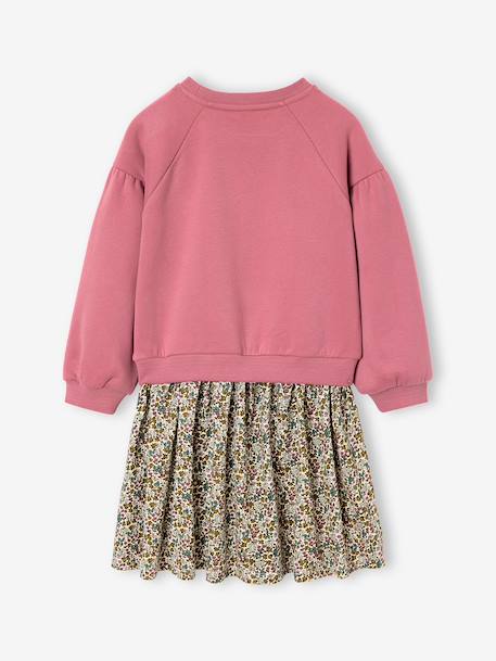 Dual Fabric Dress for Girls anthracite+ecru+mauve+sage green 