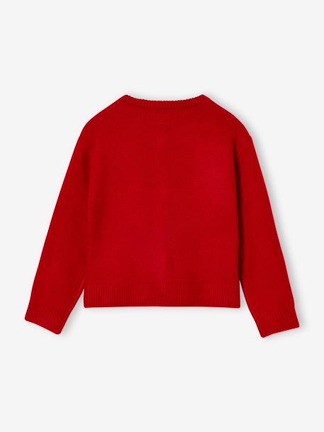 Buttoned cardigan with long sleeves for girls red 