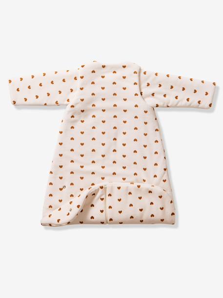 Velour baby sleep bag with removable sleeves ecru 