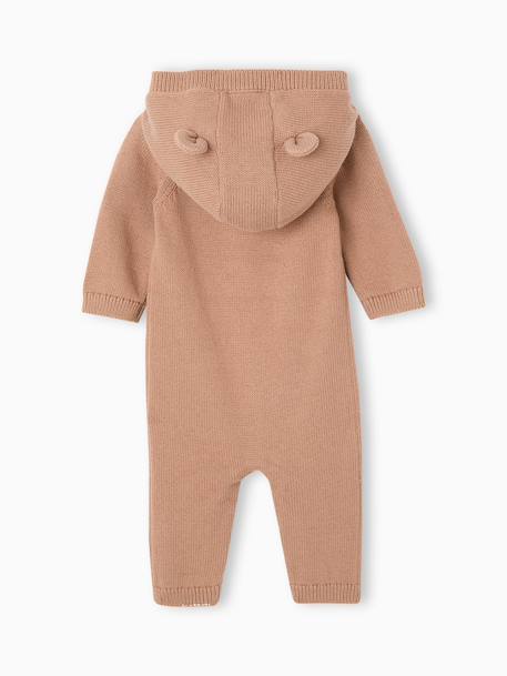Long-sleeved hooded playsuit for baby boys beige 
