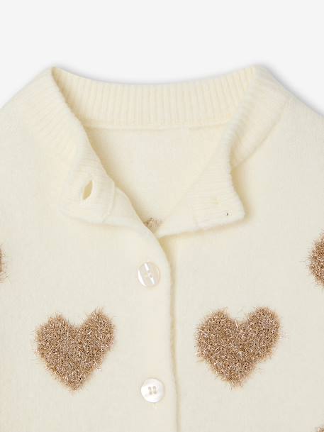 Buttoned cardigan with long sleeves for girls ecru 