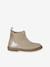 Leather zip-up ankle boots for kids brown+golden yellow 