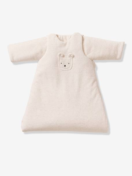 Velour baby sleep bag with removable sleeves marl beige 