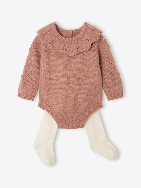 Newborn jumpsuit and tights set blush 