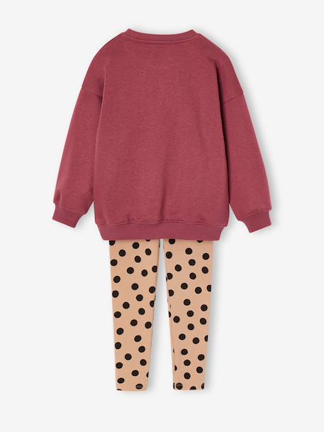 Sweatshirt and leggings set for girls purple clover 