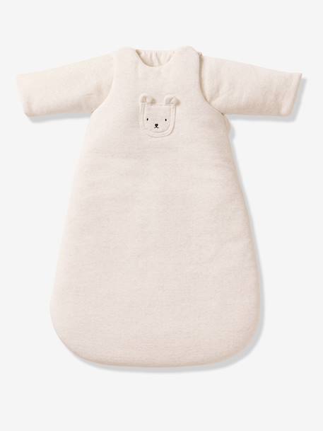 Velour baby sleep bag with removable sleeves marl beige 