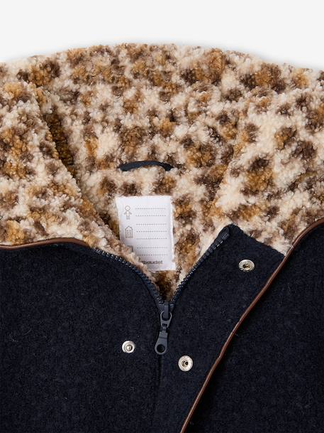 Hooded coat for girls camel+navy blue 
