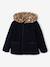 Hooded coat for girls camel+navy blue 