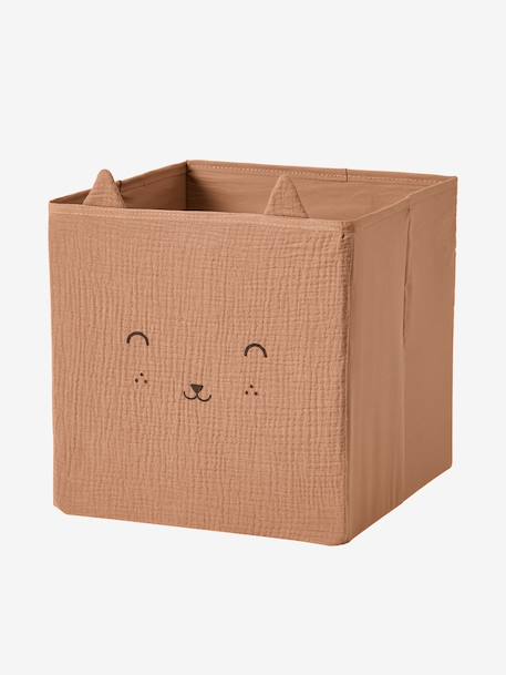Pack of 3 cotton muslin storage baskets beige 