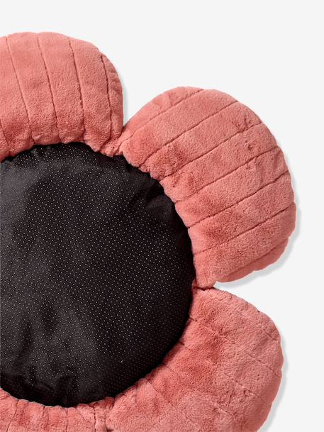 XL faux fur flower floor cushion rosy 