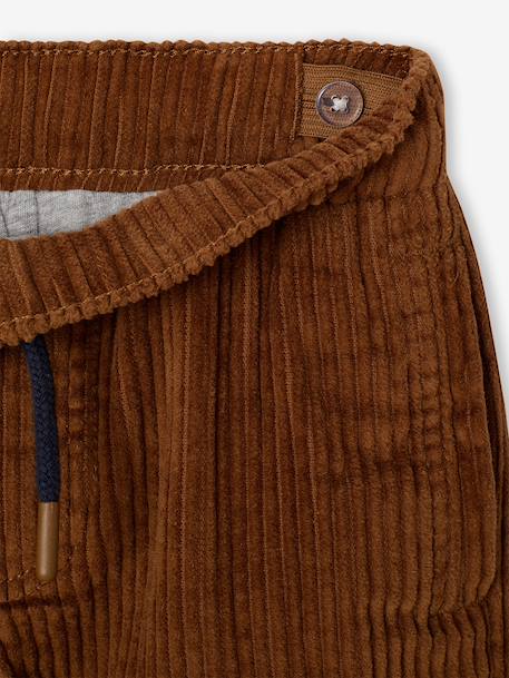 Wide-leg corduroy trousers for boys cappuccino+lichen 
