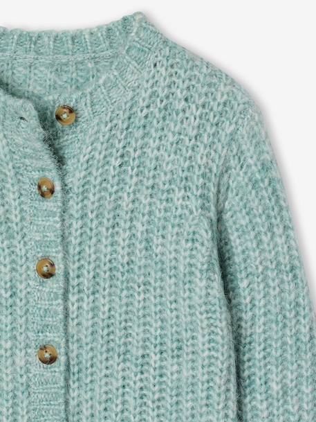 Loose-Fitting Soft Knit Cardigan for Girls marl grey+mint green+petrol blue+purple clover+rose 