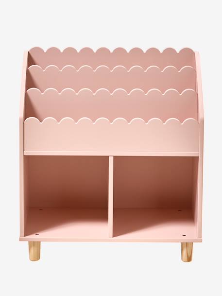 Bookcase - 2 Cubbyholes + Bookshelf, Scallops ecru+rose 