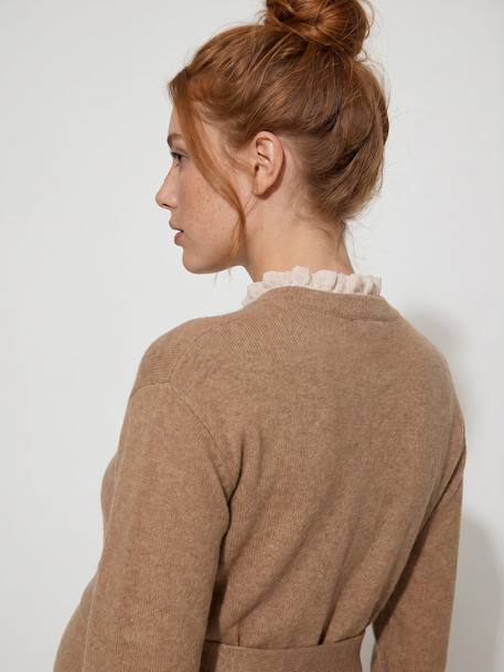 Maternity long-sleeved knit dress taupe 