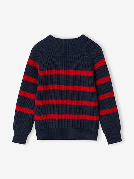 Striped Top for Boys bordeaux red+ecru+ink blue+medium blue+sage green 