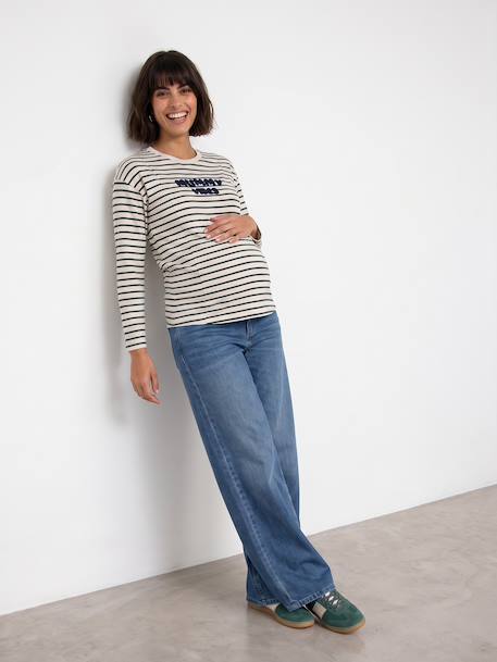 Wide-leg maternity jeans stone 