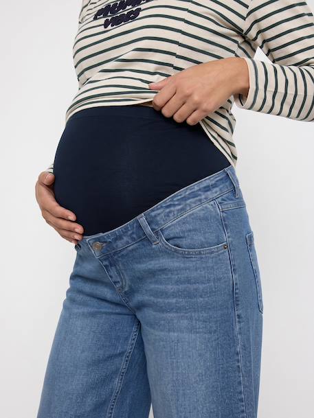 Wide-leg maternity jeans stone 